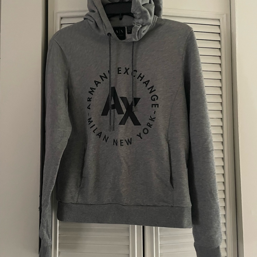 Armani Exchange Gray/Black Hoodie Sweater w/pockets